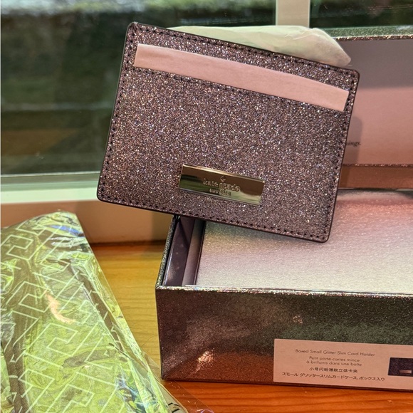 kate spade Handbags - Kate Spade Silver Glitter Card Holder NWT